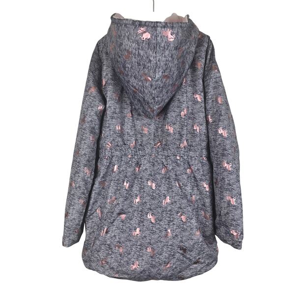 Penelope Mack Space Dye Gray Pink Unicore Fleece Hooded GIRLS Jacket 10 - Picture 3 of 6